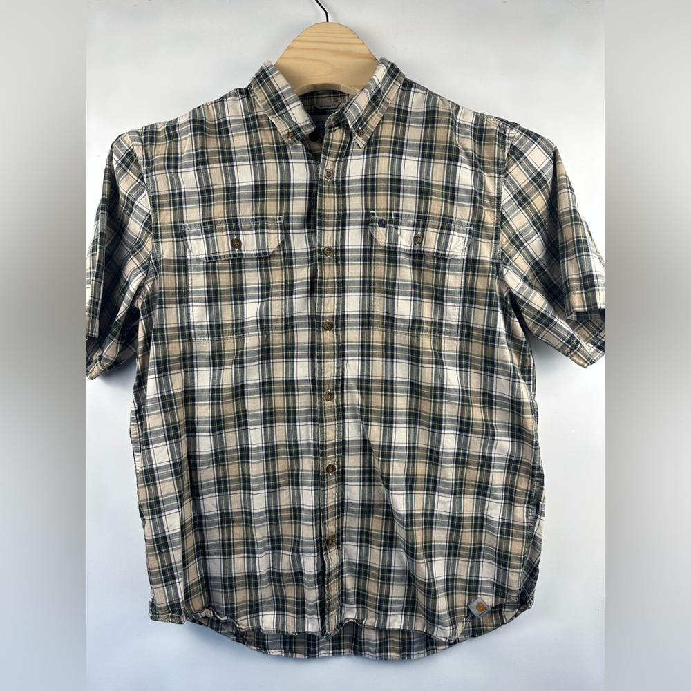Carhartt‎ Men's Shirt XL Relaxed Fit Fort Plaid Short Sleeve Button Down Regular
